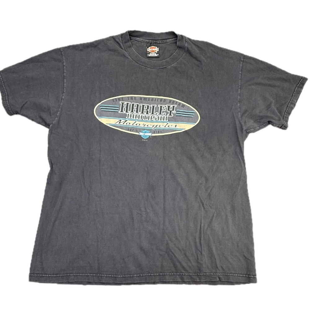 Harley Davidson T-Shirt Mens XL Black 1999 Cape Fear NC Vintage Hanes Beefy-T